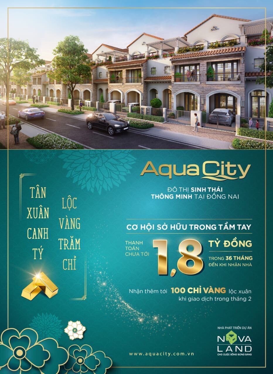 Cơ hội sở hữu nhà phố Aqua City thanh toán chỉ 1.8 tỷ có cam kết lợi nhuận tới 45% trong 3 năm