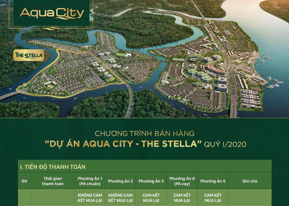 Chương trình bán hàng giới thiệu dự án Aqua City phân khu The Stella áp dụng từ 21/2/2020