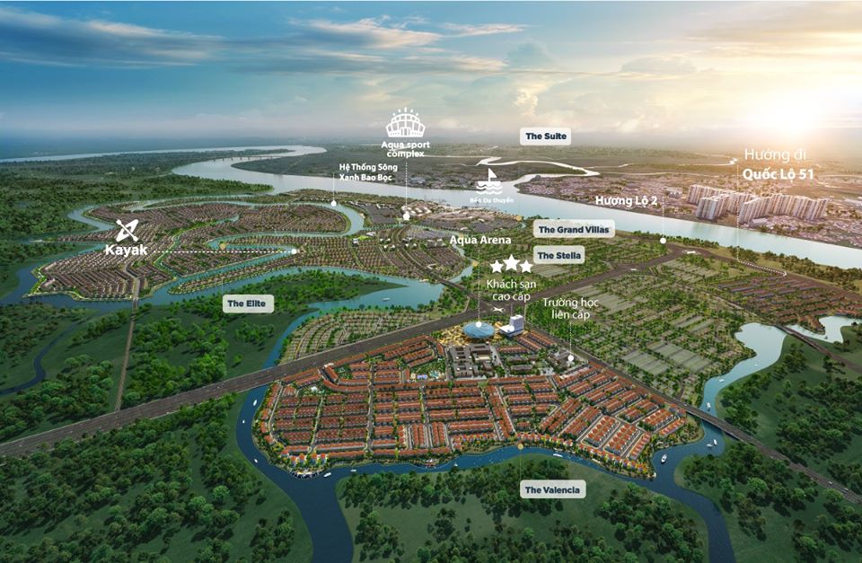 Phối cảnh tổng thể dự án đô thị sinh thái thông minh Aqua City ở phía Đông Thành phố Hồ Chí Minh.
