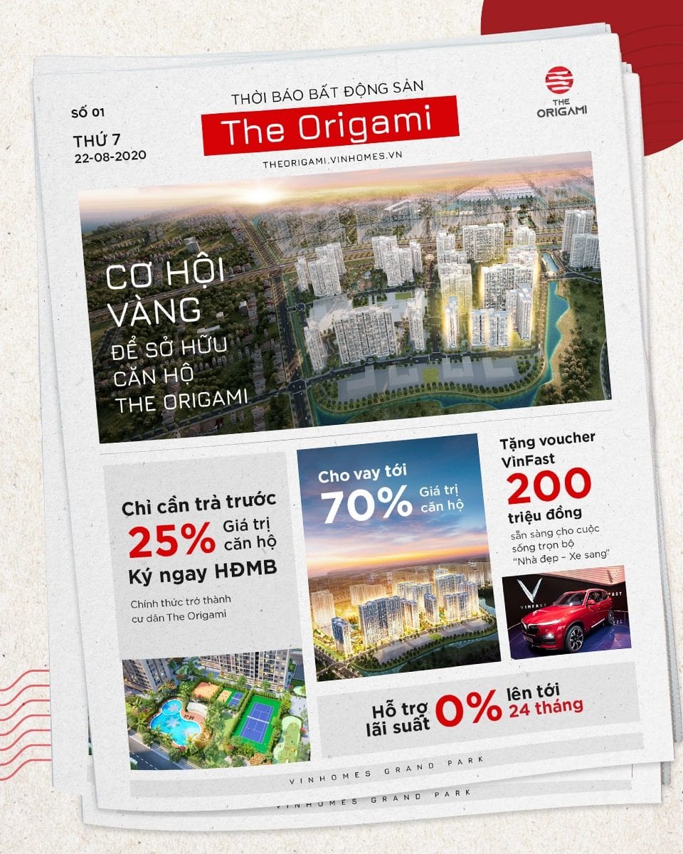 Thời điểm vàng để sở hữu căn hộ The Origami tại Đại đô thị Vinhomes Grand Park.