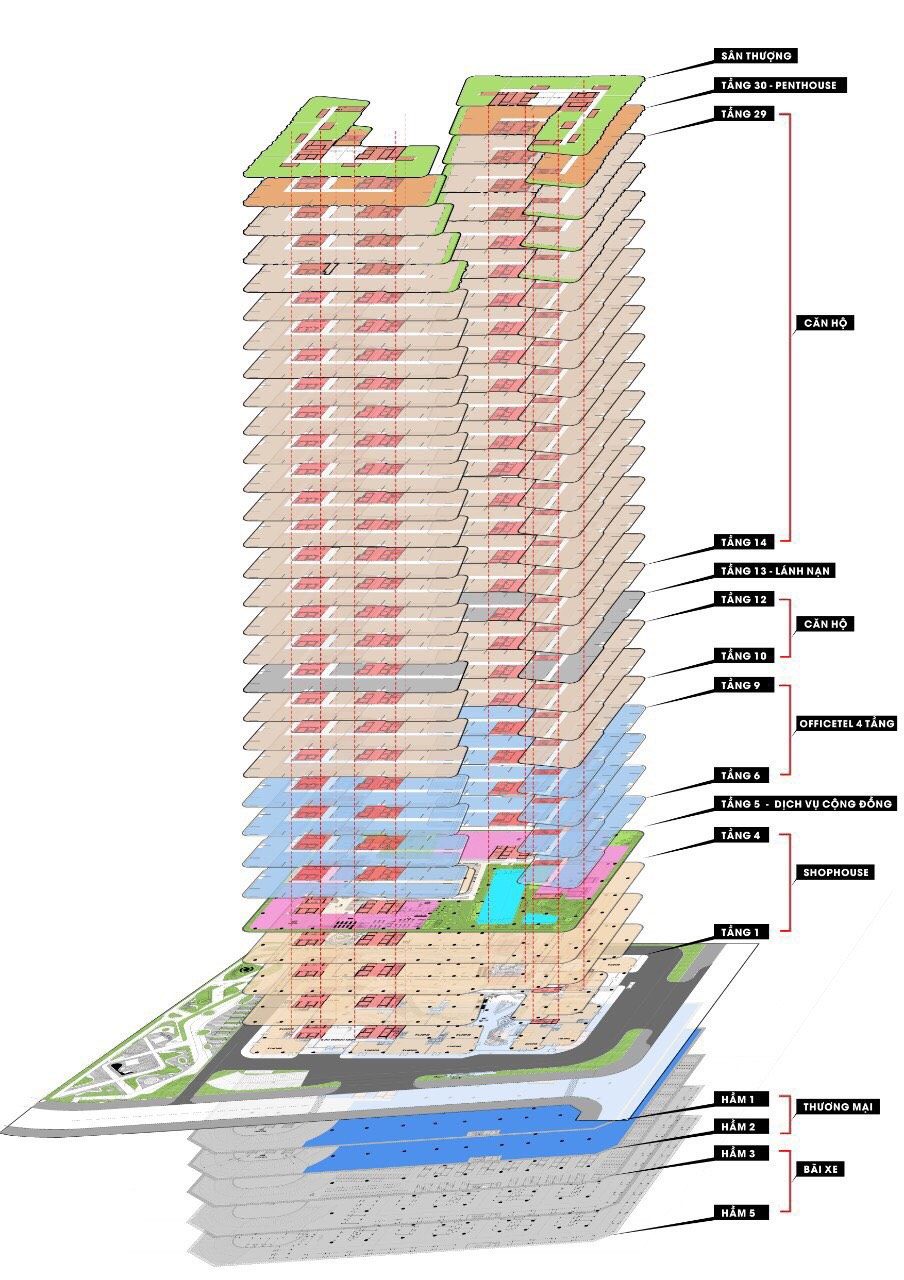 Sơ đồ bố trí tầng căn hộ chung cư ở số 128 Võ Văn Ngân, cạnh Vincom Thủ Đức sắp triển khai.
