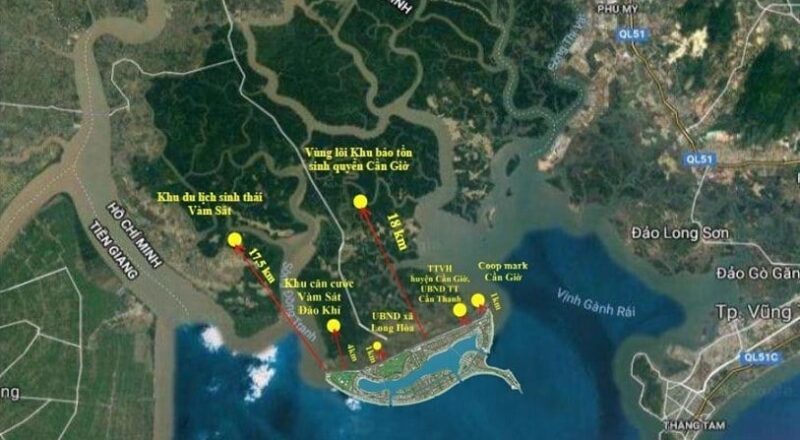 Vị trí dự án khu đô thị lấn biển Cần Giờ vừa được Chính phủ mở rộng lên gần 3.000 ha