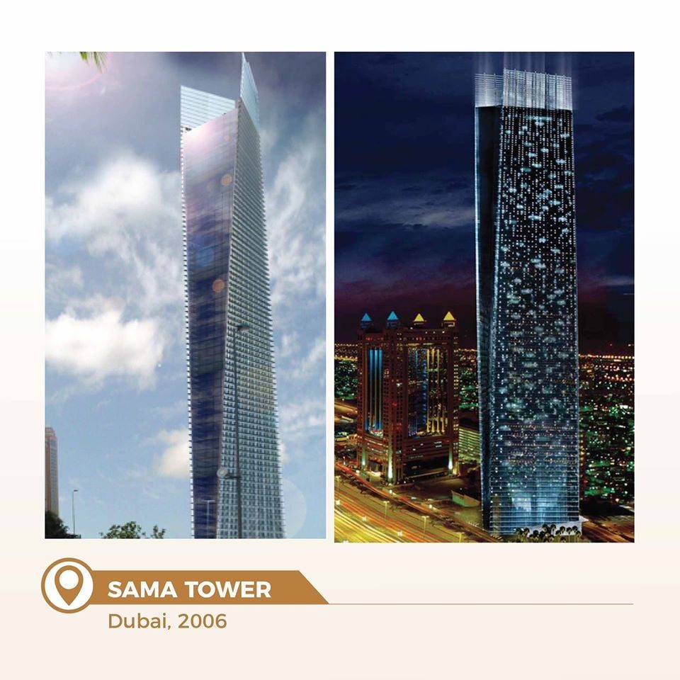 Tòa căn hộ 50 tầng Sama Tower ở Dubai do Atkins thiết kế và giám sát thi công.