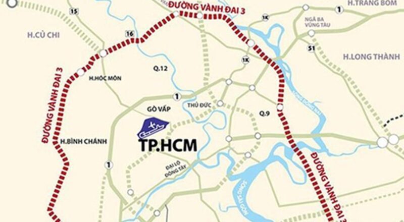 Sơ đồ quy hoạch tuyến đường Vành đai 3 ở Thành phố Hồ Chí Minh