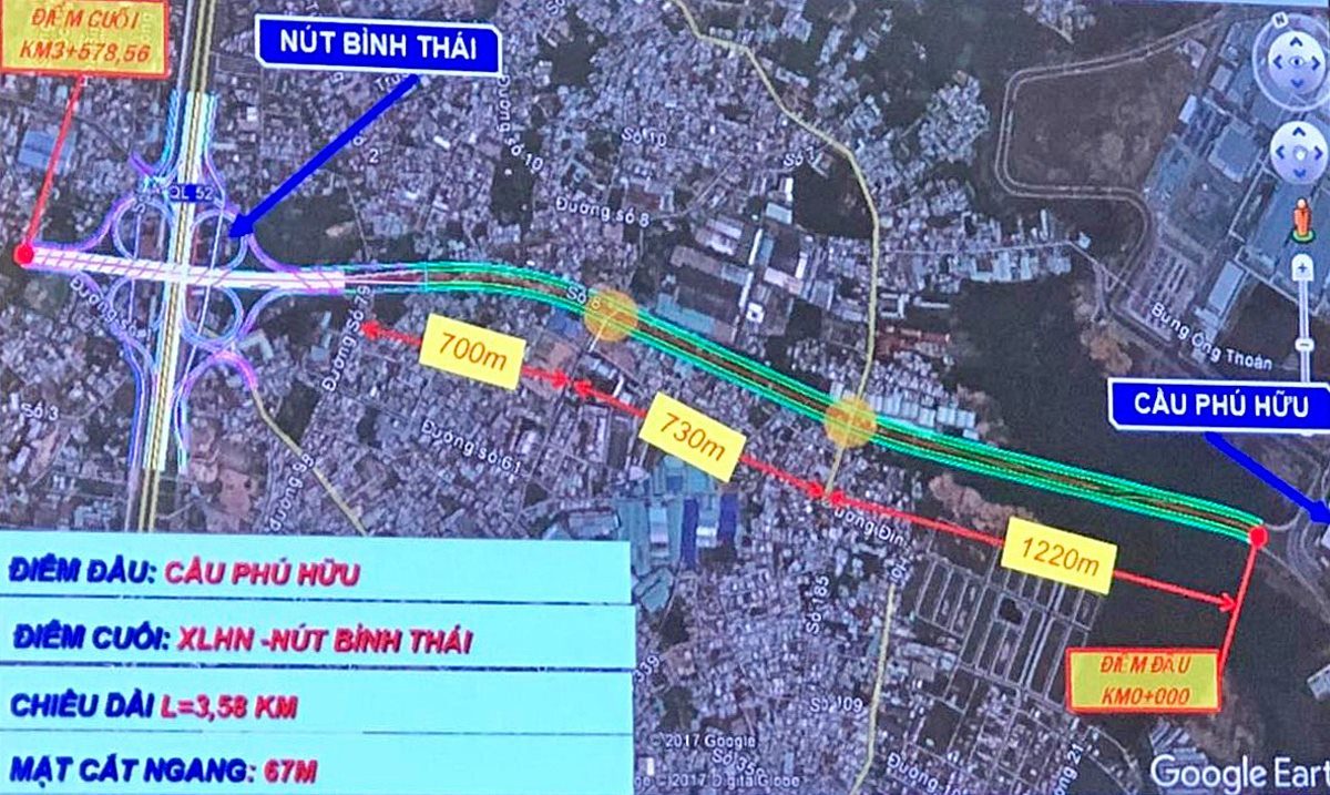 Phối cảnh đoạn 1 thuộc Vành đai 2 từ cầu Phú Hữu đến xa lộ Hà Nội.