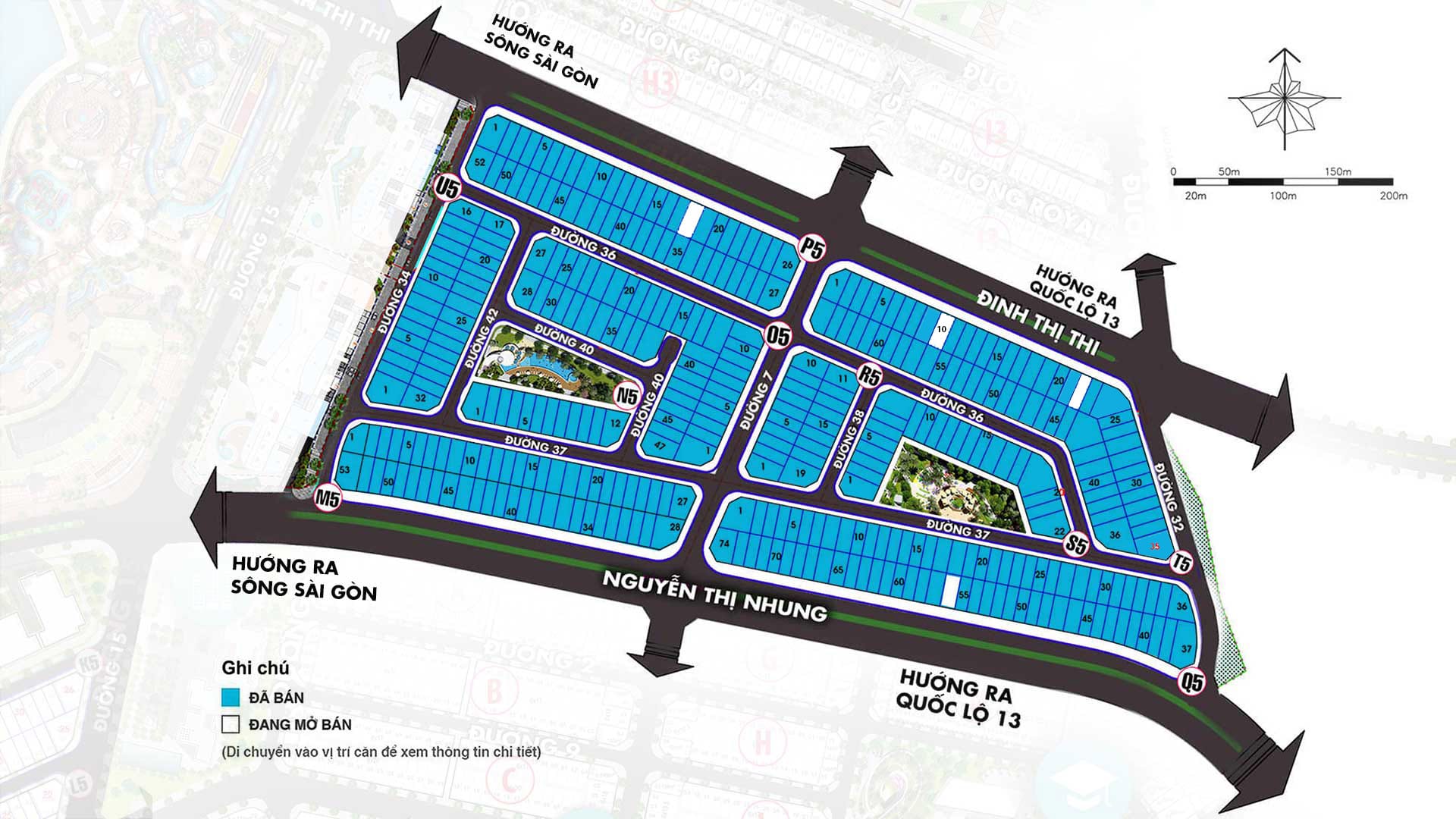 Mặt bằng tiểu phân khu Golden Shophouse vị trí trung tâm cửa ngõ khu đô thị Vạn Phúc cận kề với trung tâm thương mại.