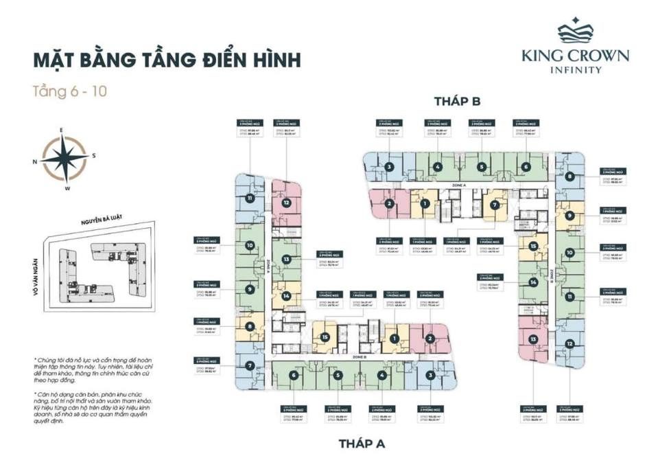 Mặt bằng tầng điển hình dự án căn hộ King Crown Infinity ở 218 Võ Văn Ngân, Thủ Đức.