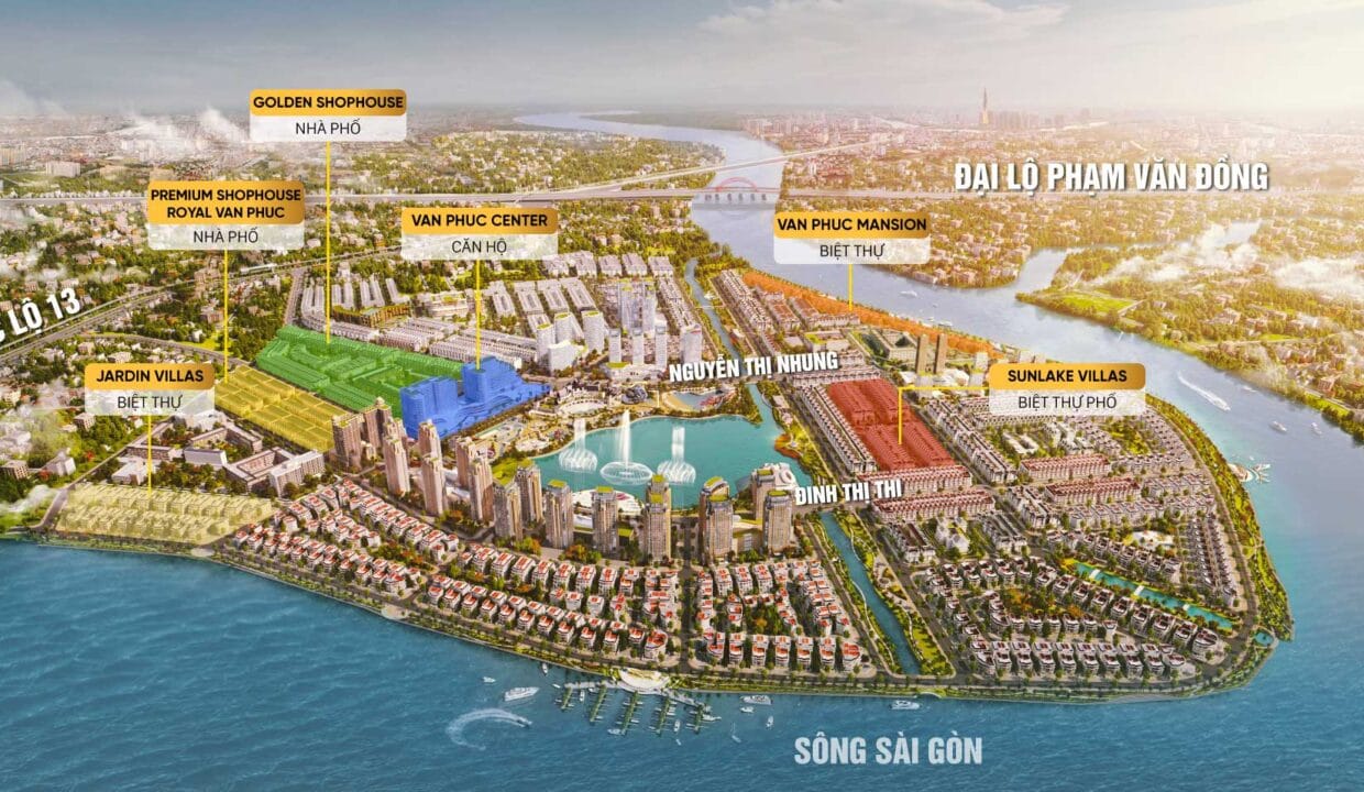 Mặt bằng các phân khu tại đô thị Vạn Phúc City mới nhất