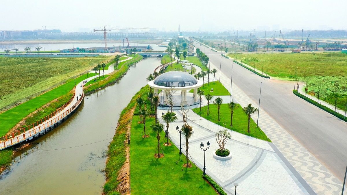 Công viên và tuyến phố đi bộ dài 2km dọc theo kênh Sông Trăng tại khu đô thị Vạn Phúc City