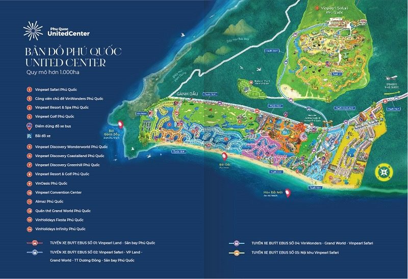 Bản đồ tổng thể Trung tâm giải trí nghỉ dưỡng Phú Quốc United Center quy mô 1.000 ha tại Bắc đảo Ngọc