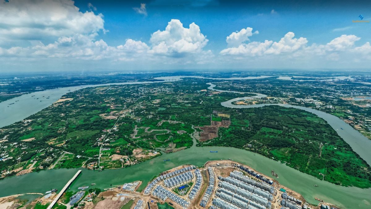 Hình ảnh thực tế ốc đảo Long Phước, thành phố Thủ Đức nhìn từ đô thị Vinhomes Grand Park.
