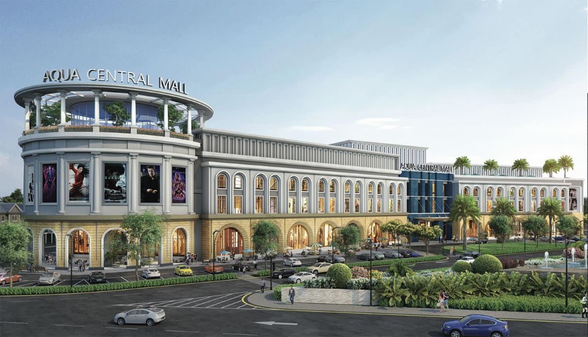 Trung tâm thương mại Aqua Central Mall rộng 21.600m2 cận kề quảng trường Aqua Marina.
