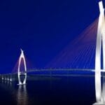 Phối cảnh cầu Cần Giờ mang hình ảnh cây đước sẽ khởi công năm 2022.