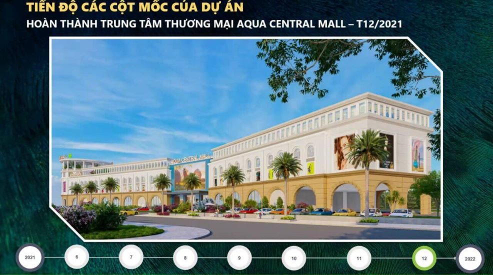 Tháng 12/2021 hoàn thành Trung tâm thương mại Aqua Central Mall tại Aqua City.