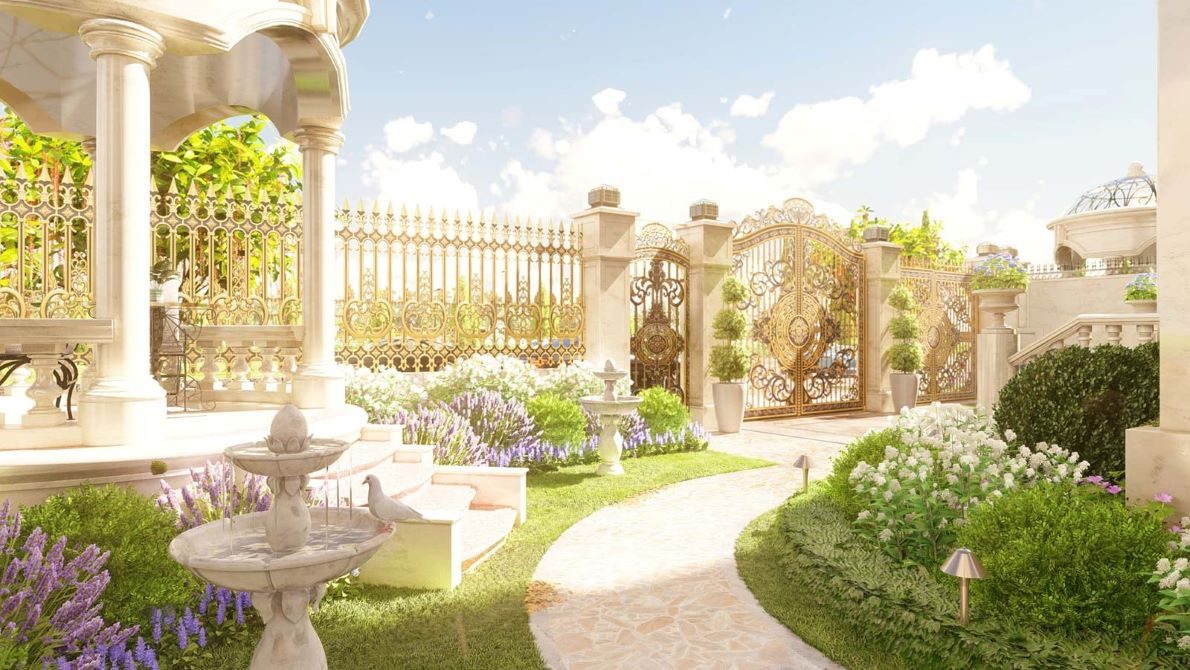 Biệt thự Jardin Villas tại Vạn Phúc City với khoảng sân vườn rộng rãi.