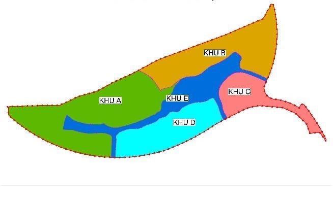 Quy hoạch khu đô thị biển Cần Giờ được chia thành 5 phân khu: A, B, C, D, E.