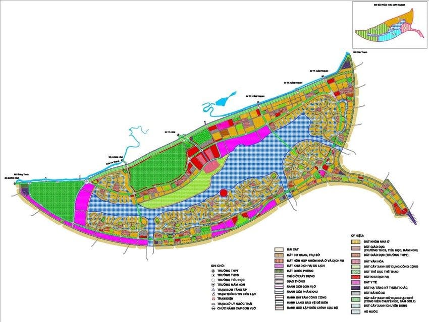 Sơ đồ quy hoạch các phân khu của khu đô thị du lịch biển Cần Giờ.