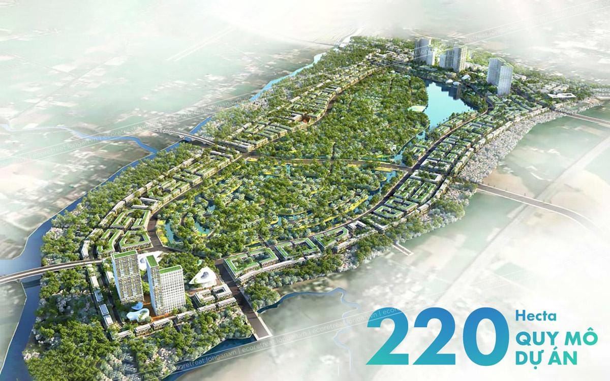 Phối cảnh tổng thể dự án Eco Retreat của nhà sáng lập Ecopark ở Bến Lức, Long An đang được triển khai