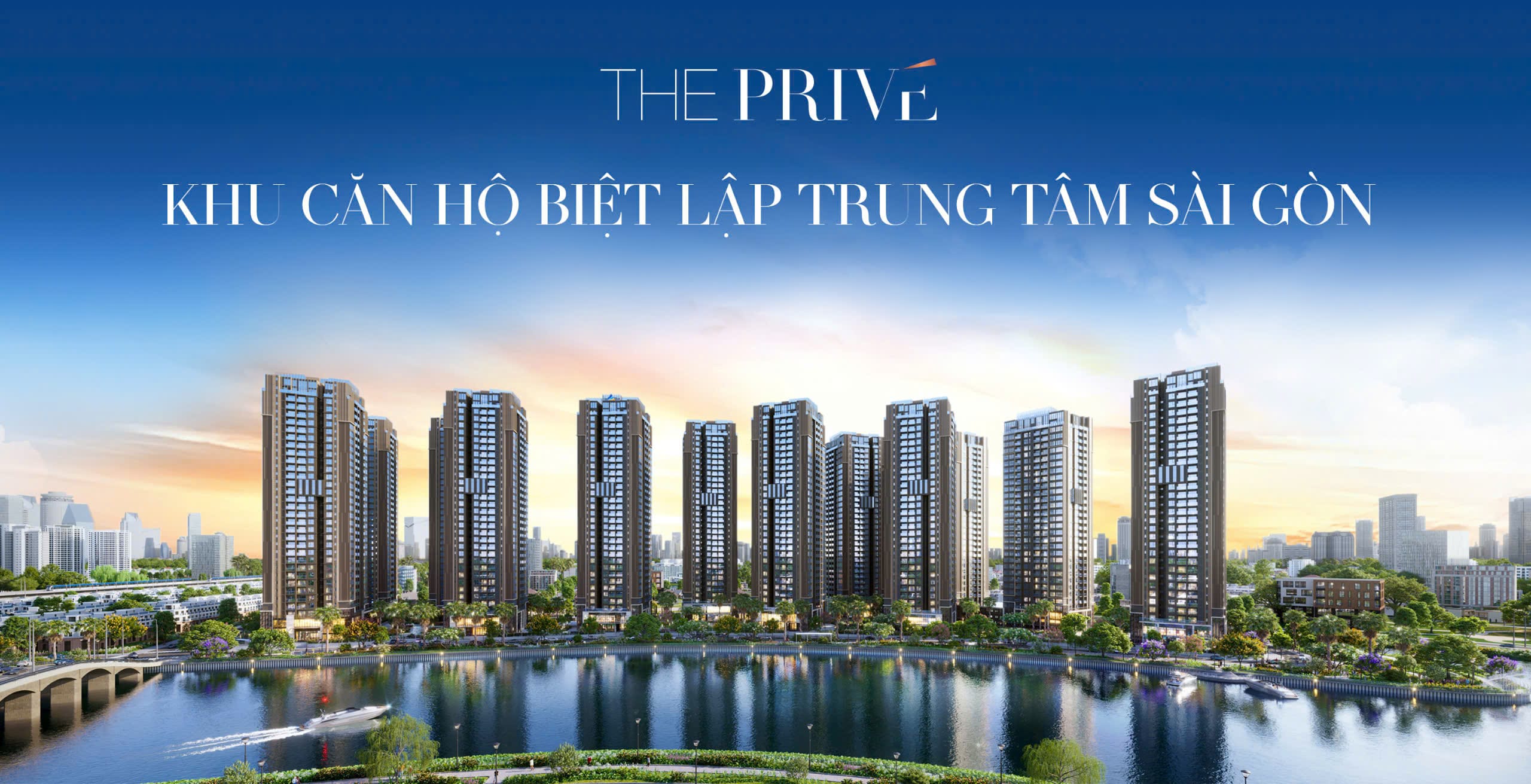 Phối cảnh dự án căn hộ khép kín ba mặt giáp sông, cao cấp riêng tư The Privé của Đất Xanh vừa ra mắt.