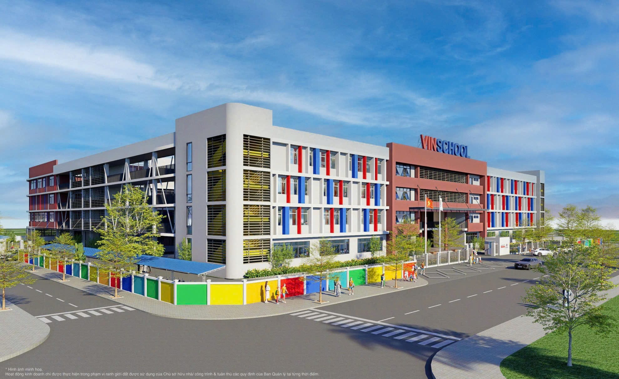 Phối cảnh trường phổ thông liên cấp Vinschool đầu tiên tại Vinhomes Green City.