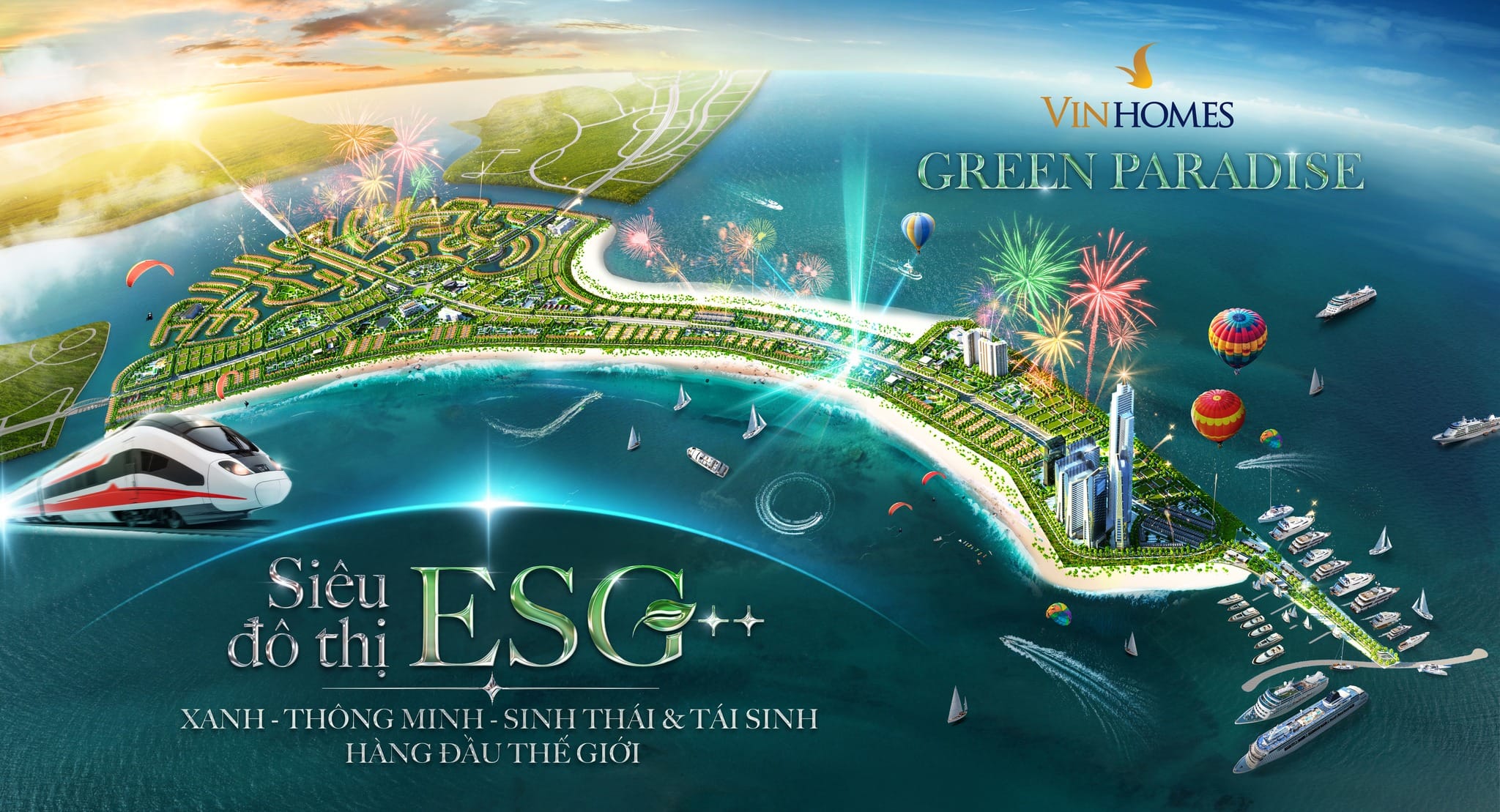 Vinhomes Green Paradise siêu đô thị ESG++ hàng đầu thế giới được Vingroup kỳ vọng nâng tầm Việt Nam với các nước.